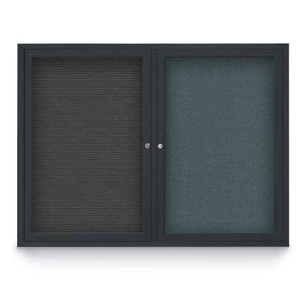 Decor Wood Combo Board, 36"x24", Light Oak/Black Porcelain & Buff